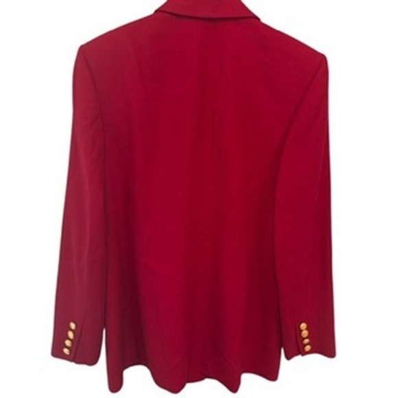 Talbots Red VTG 100% Wool Blazer Jacket Gold Button Size 10 Preppy Quiet Luxery - Picture 4 of 6